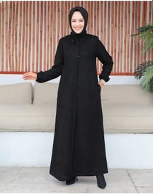 Resim Şönil Kumaş Kışlık Comfort Ferace / Siyah - F0501 Siyah 
