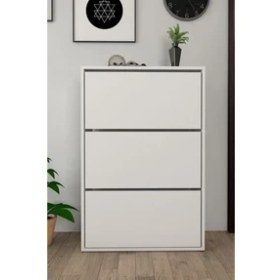 Resim Moonlife Kayar Raflı 3 Kapaklı Ayakkabı Dolabı 