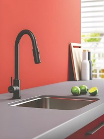 Resim Hafele Pablo Pull Mat Siyah Kuğu Spiralli Mutfak Bataryası 