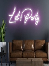 Resim Let's Party Yazılı Neon Tabela Pembe 