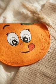 Resim BUUDE Zestie Turuncu Neşeli Portakal Desenli Uzun Kollu Sıvı Geçirmez Bebek Mama Ve Etkinlik Önlüğü 6-24 A 