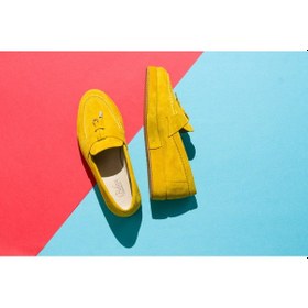 Resim Kadin Loafer Sarma Taban Sari Süet Ayakkabı Yeni Sezon Sarı 