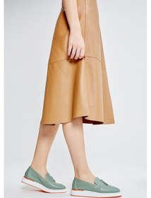 Resim Valmenti Olympe Kadın Yeşil Hakiki Deri Loafer Ayakkabı 902 1050 Bn Ayk Y23 Haki 