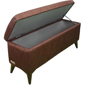 Resim Sandıklı Puf Vavonni 120cm Nervür Kapitone Amortisör Kapaklı A Kalite Taba 