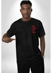 Resim Pink Floyd The Wall Siyah Oversize Unisex Ön Sol Yan Minimal Baskılı Tişört Koyu Siyah 