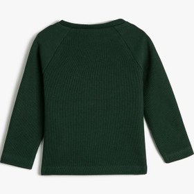 Resim Erkek Bebek Basic Sweatshirt Yakası Düğmeli Bisiklet Yaka Ribanalı Pamuklu 