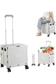 Resim valkyrie Katlanabilir 4 Tekerlekli Alışveriş ve Depolama Çantası – Kapaklı Teleskopik Çekme Kolu Kam 