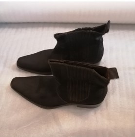 Resim MOCASSINI Erkek Hakiki Deri Tüylü Tay Kahve Yanlar Dikişli Lastikli Hakiki Kösele Tabanlı Kovboy Bot 
