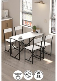 Resim 4lü Mutfak Seti Mutfak Masa Ve Sandalye Seti Balkon Masası Cafe Seti Bulut Beyaz Beyaz 