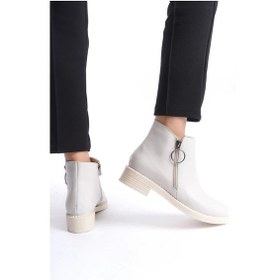 Resim Margaret Fermuarlı Ortopedik Taban Topuklukadın Bot Kt - Krem Krem 