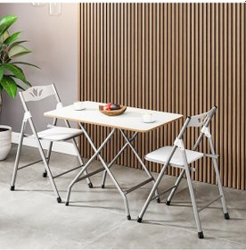 Resim Katlanır Masa ve 2 Adet Sandalye Seti Beyaz 50 x 80 -1130 