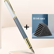 Resim 1 adet Kalem Giyotin Kalem 50 Mürekkep Torbası ile 0.5 Mm Kalemiği Öğrenciler ve Yetişkinler için Ofis Yüksek Kaliteli Hediye Seti 