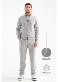 Resim Shooter Sportswear Shooter Erkek Kışlık Eşofman Takımı Thermosoft Teknolojisi Içi Kuzu Görünümlü Regular Kalıp Açık Gri 