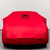 Resim Teksin Dacia Logan 3 (2020-) Uyumlu Kumaş Logolu Oto Branda - Penye Örtü Kırmızı 