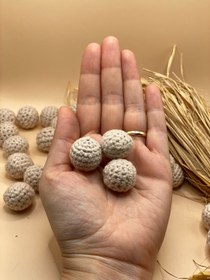 Resim Fiolimore 20 mm Pudra Pembe Örme Boncuk (5 Adet) Örgü Tasarım Emzik Zinciri Malzeme 
