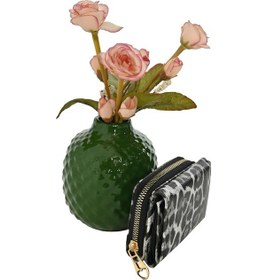 Resim Leopar Desenli Lüks Fermuarlı Cüzdan Şıklığın Simgesi Siyah 