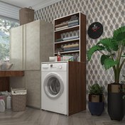 Resim Vanka 180x66x55 CM Kapaksız Arkalıksız Ceviz Çamaşır Makinesi Dolabı Kenzlife