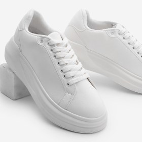 Resim Marjin Kadın Sneaker Yüksek Taban Bağcıklı Spor Ayakkabı Bekor beyaz 