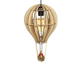 Resim Hü Ma Tasarım ve Aksesuar Kapadokya Çocuk Genç Odası Için Ahşap Mdf 3D Puzzle Uçan Balon Avize- Biblo Ampul Dahil Değildir 