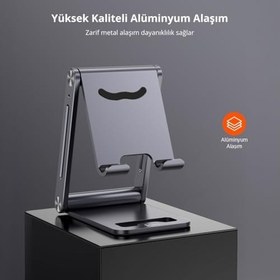 Resim Juo Alüminyum Katlanabilir Metal Masaüstü Telefon Tutucu Standı Uzay Grisi 