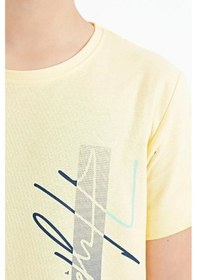 Resim Tommylife Tommy Life Sarı Yazı Baskılı O Yaka Standart Kalıp Erkek Çocuk T-shirt - 11119 Sarı 