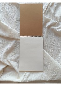 Resim A5 Kalın Kraft Kapak Spiralli Ivory İç 50 Yaprak 100 Sayfa Notepad, Defter,scrapbook, Bullet Journal 