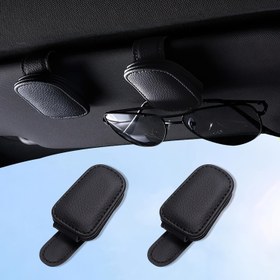 Resim Araba Moda Gözlük Çerçevesi / Gözlük Klipleri - Güneşlik Gözlük Klipleri, Suni Deri Malzemeden Yapılmış, Gözlük ve Kartlar İçin Çok Fonksiyonlu Klipler, Otomatik Olarak Güçlü Bir Şekilde Sabitlemek, Kolay Kurulum, Çeşitli Araba Modelleri İçin Uygun, Araba İç Mekan Aksesuarları/Depolama, Tatiller İçin İdeal Bir Hediye. 