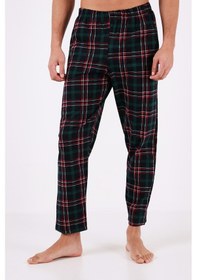 Resim Buratti Ekoseli Pamuklu Regular Fit Kısa Kollu Erkek Pijama Takımı 6572006 Yeşil 