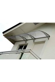 Resim Yapısan Plastik Ayak 6mm Levhalı Pratik Kapı Üstü Sundurma Kanopi 100x300 cm Gri 