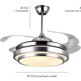Resim END Açılır Kapanır Kanatlı Aydınlatmalı Tavan Vantilatörü 