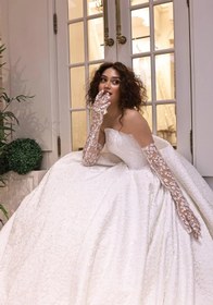 Resim Valerie Straplez Dantel İşlemeli Prenses Model Gelinlik - Kırık Beyaz / 36 