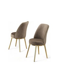Resim Canisa Pefa Serisi 4 Adet Cappucino Mutfak Sandalyesi Gold Kaplama Metal Ayak 1. Sınıf Babyface Kumaş Sandalye Cappucino Ayaklar Gold 