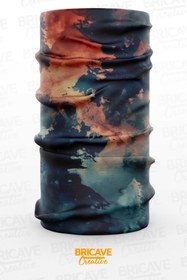 Resim Bricave Turuncu-Lacivert Desenli Motosiklet Bandana Boyunluk Maske 