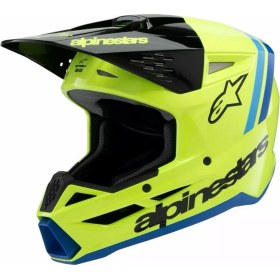 Resim Alpinestars Sm3 Youth Radium Off-Road Çocuk Genç Motosiklet Kaskı Sarı Siyah Mavi 