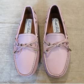 Resim Butik Tülin Kadın Hakiki Dana Derisi Pembe Bağcık Süs El Dikişi Yumuşak Kaymaz Kauçuk Geçme Dikişli Taban Loafer 