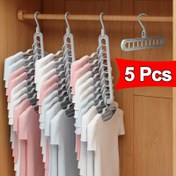 Resim 5 adet Ağır Hizmet Tipi Katlanabilir Plastik Askılar 9 Delikli - Kaymaz, Gömlekler, Pantolonlar ve Daha Fazlası için Yerden Tasarruflu Gardırop Düzenleyicileri, Dayanıklı Fırçalanmış Yüzey, Ev veya Yurt için Çok Amaçlı Depolama Rafı, Giysi Düzenleme | Katlanabilir Askılar | Kaymaz Özellik 