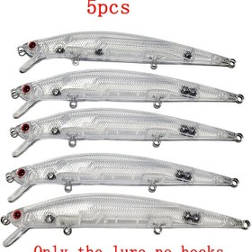 Resim 5 adet Boyamayan Balık Yemi 12.5cm - Kırmızı Gözlerle Şeffaf Minnow Yemleri, ABS Malzeme, Karp Balıkçılığı ve DIY Projeleri İçin İdeal, Paskalya, Noel, Şükran Günü, Anneler Günü İçin Mükemmel, Balıkçılık Aksesuarları 
