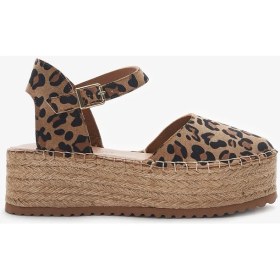 Resim Louis Cardy Lobo Leopar Desenli Süet Deri Kadın Espadril Sandalet 