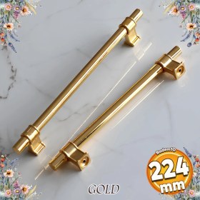 Resim Badem10 Hisar Altın Gold Düz Metal Kulp 224 mm Çekmece Mutfak Mobilya Dolabı Kulbu 