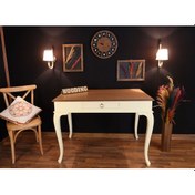 Resim Wooding-Mobilya Wooding 100 Cm Çekmeceli Masif Krem Naturel Çalışma Masası 