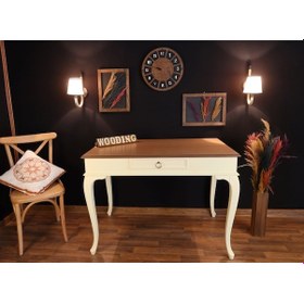 Resim Wooding-Mobilya Wooding 100 Cm Çekmeceli Masif Krem Naturel Çalışma Masası 