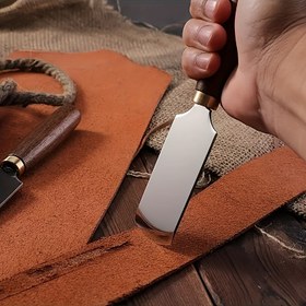 Resim Deri Kesme Araçları Düz Kenar Yivli Kenar Yuvarlak Kenar, Rahat Tutma Kalın Ahşap Sap, DIY Kesme ve Trimming için Hassas Kesme ve İnceleme Araçları Deri Kazıma ve Çizik Proje 