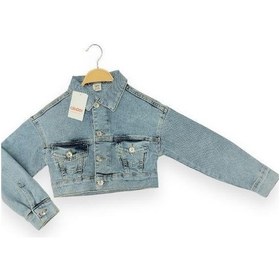 Resim Çikoby Kız Çocuk Yumuşak Dokulu Lycralı Crop Kot Ceket-13950 Mavi 