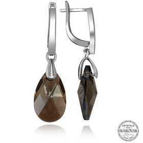 Resim Swarovski Crystal Taşlı Gümüş Damla Sallantılı Kadın Küpe 