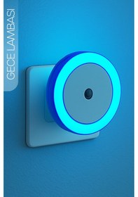 Resim Yuvarlak Otomatik Gece Lambası Işığa Duyarlı Karanlık Ldr Sensörlü Koridor Mavi Gc01 Mavi 