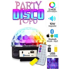 Resim Sihirli Led Dönen Disko Topu Kablosuz Bluetooth Usb Mp3 Kumandalı 360 Renkli Işık 165x165x150mm Siyah 