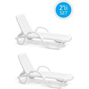 Resim Omnipazar Sy-2535 Beyaz Lüks Plaj Havuz Kollu Şezlong Beyaz 