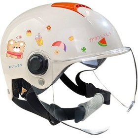 Resim Vkemall 3-12 Yaş Çocuklar İçin 52-57 Cm Kafa Çevresi Motor/scooter Güvenlik Kaskı - L011 Bej Yaz Modelleri 