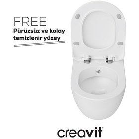 Resim Creavit Free Thermoplast Yavaş Kapanan Klozet Kapaklı Beyaz Set 