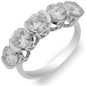 Resim Oval Tırnak Beştaş Gümüş Yüzük - Standart 